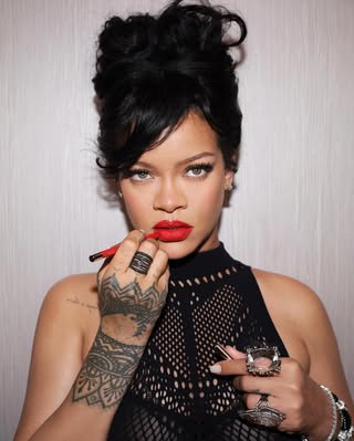 A photo of Rihanna, a Singer, who has a Soft Autumn color profile.
