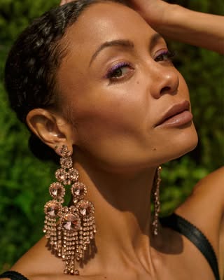 A photo of Thandiwe Newton, a Actress, who has a Soft Autumn color profile.
